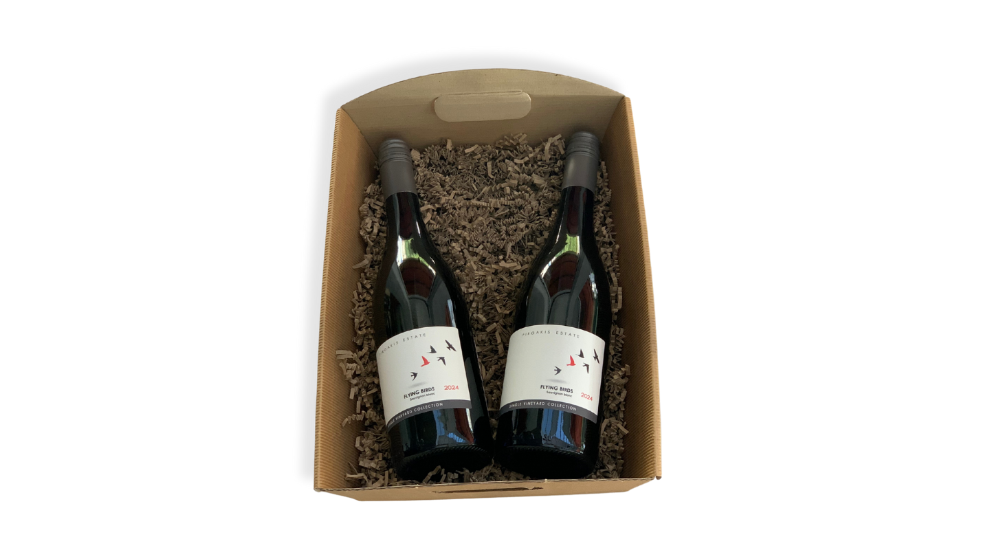 Flying Birds White Gift Basket